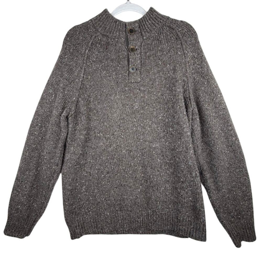 Rails Merino Wool Blend Henley Knit Sweater Brown Speckled Size‎ Men's L
